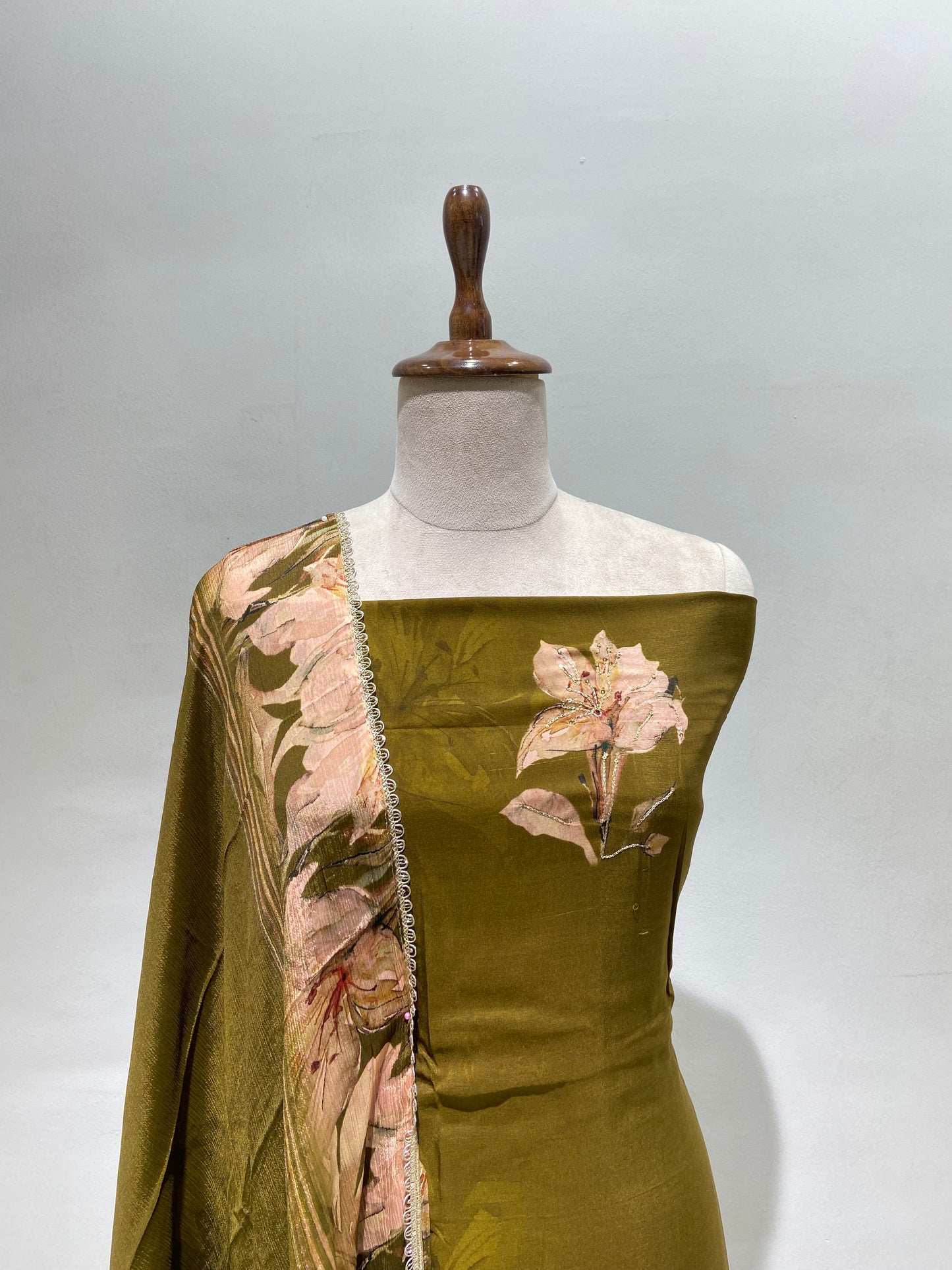 Green printed suit set