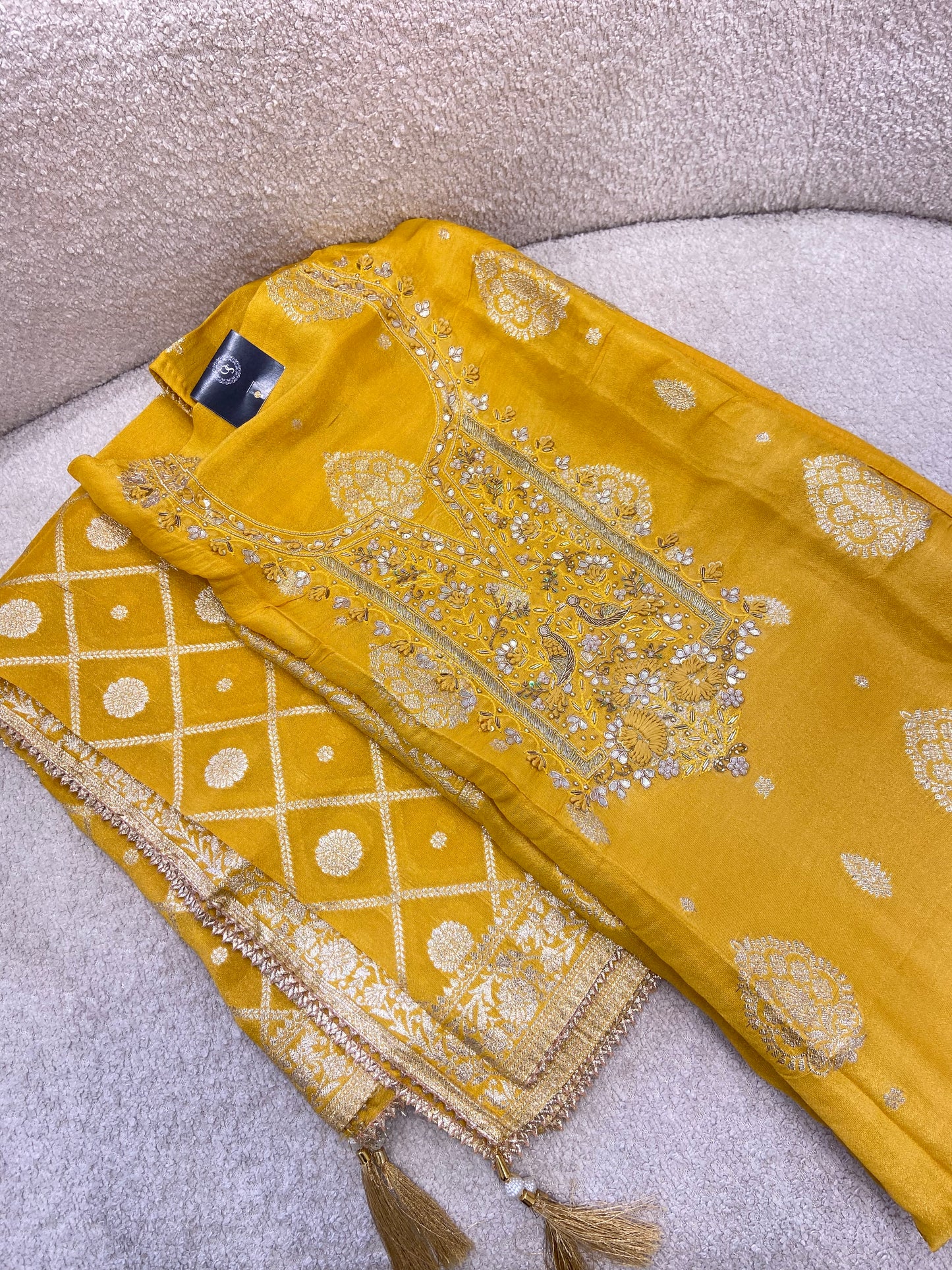Yellow banarsi suit set