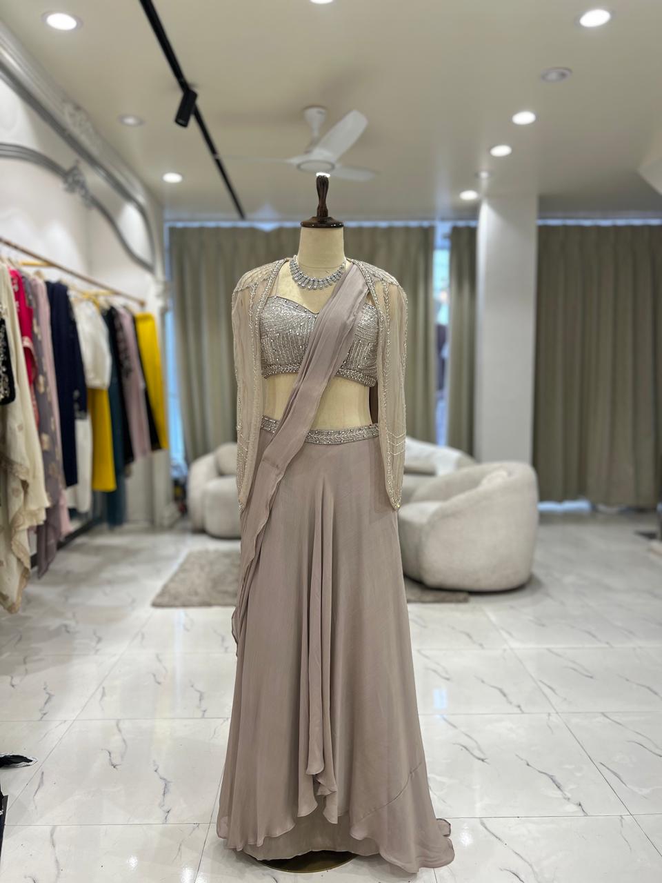 Champagne Sequined Lehenga Set