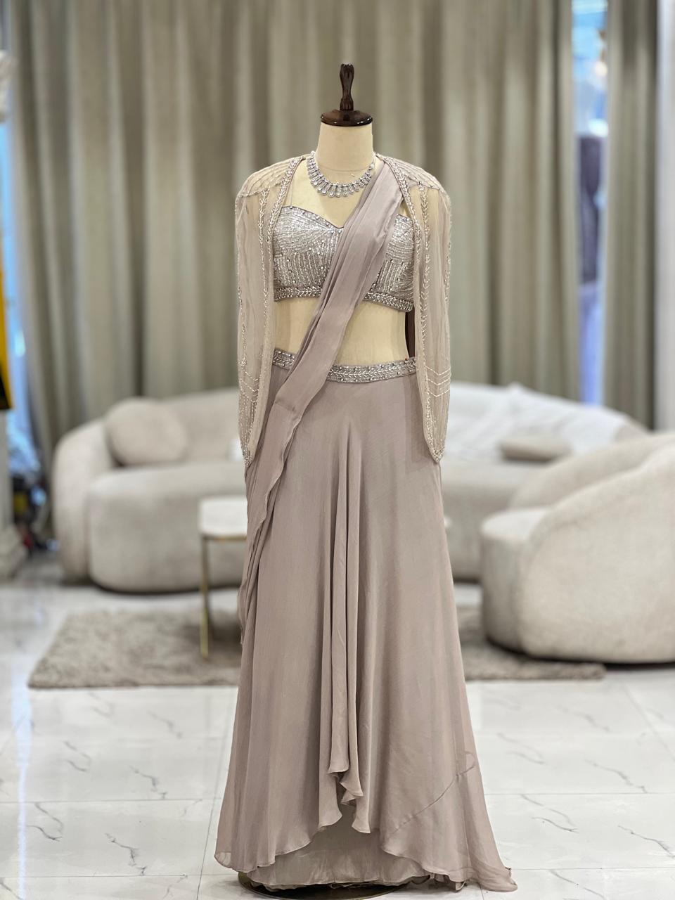 Champagne Sequined Lehenga Set