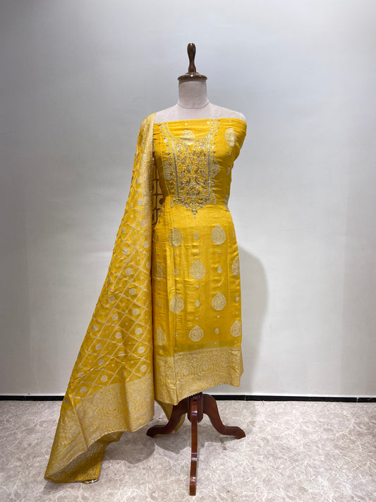 Yellow banarsi suit set