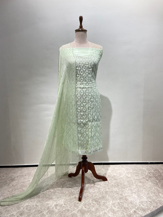 Glass cutwork embroidery suit