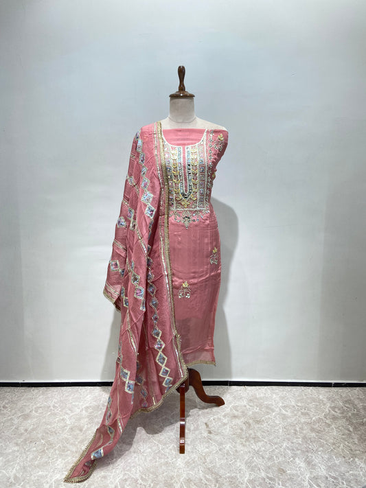 Pure organza nakki kiran suit set