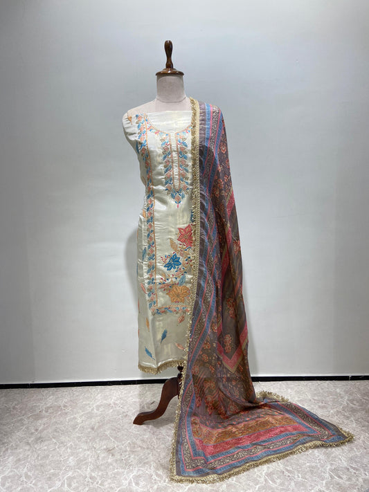Silk embroidery kurta set with dupatta