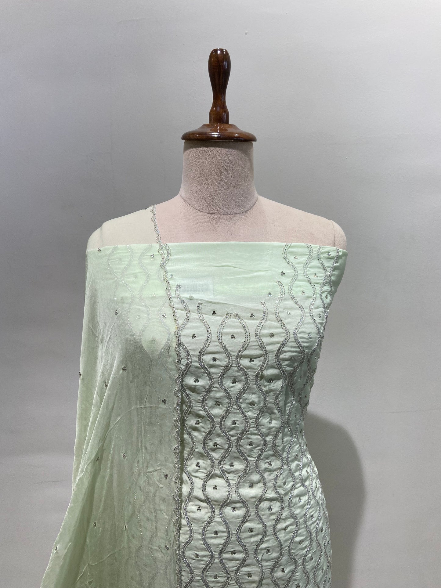 Glass cutwork embroidery suit