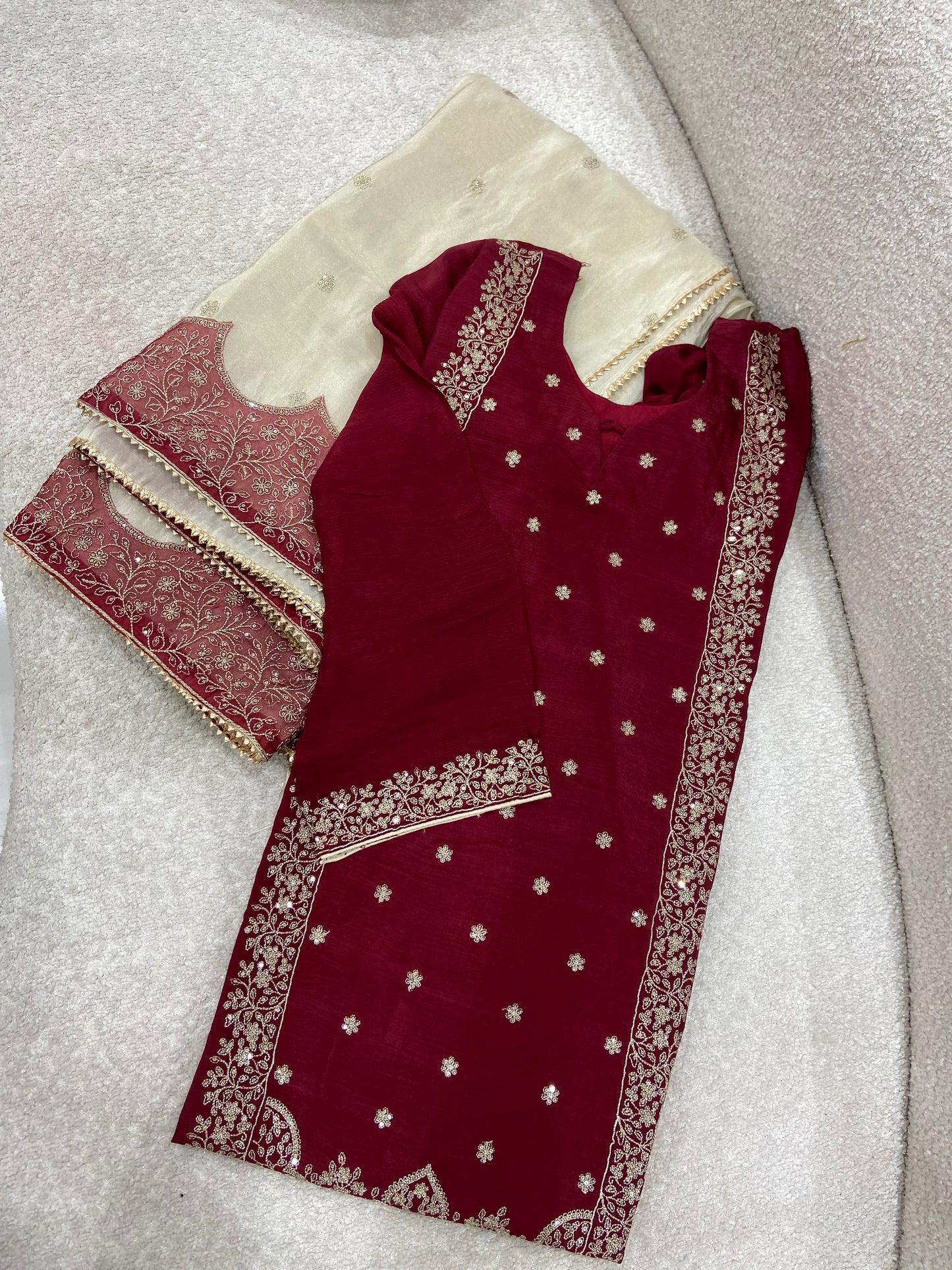 Semi stitch kurta and dupatta with heavy work