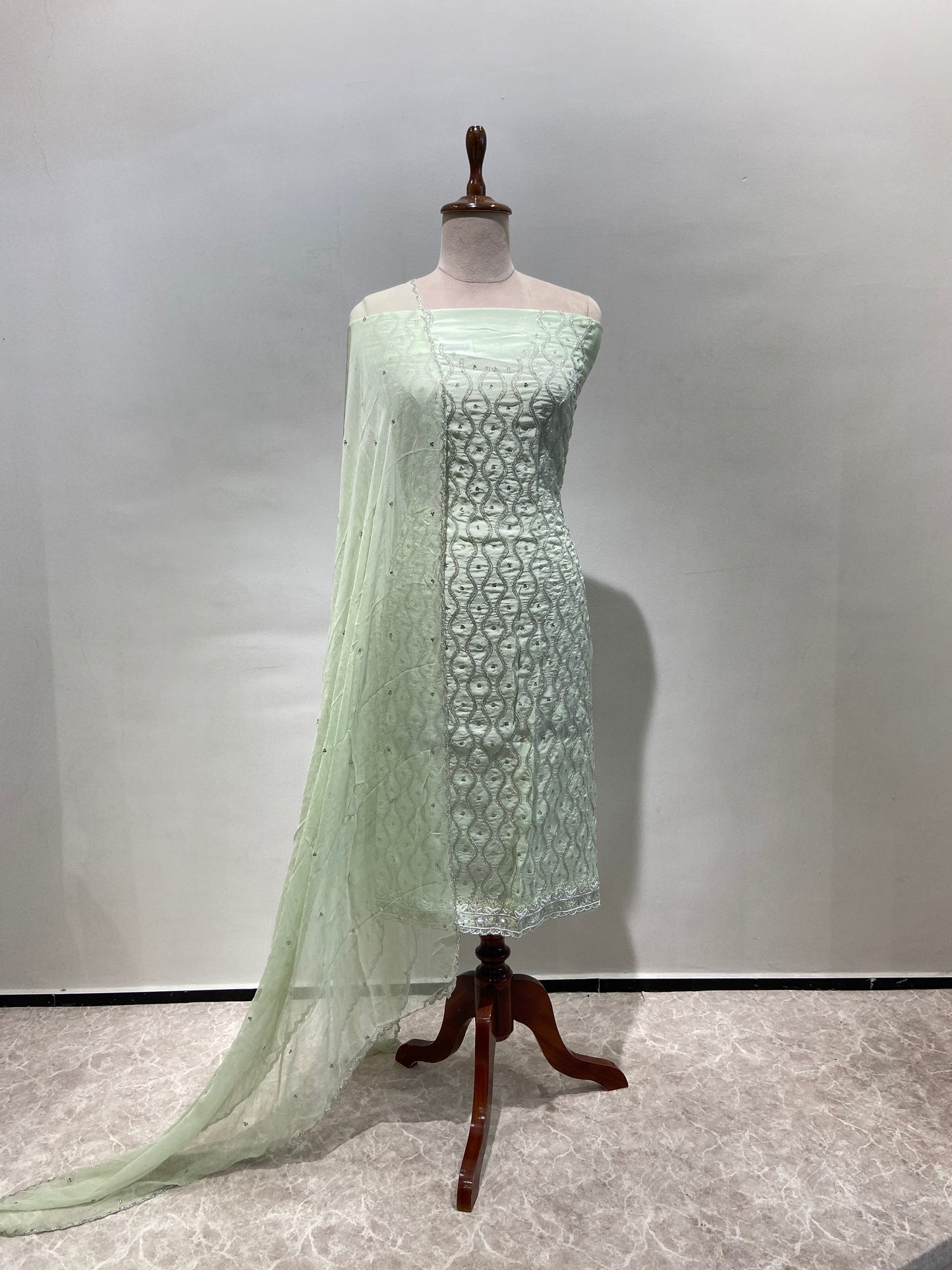 Glass cutwork embroidery suit