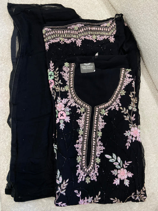 Black heavy embrodery suit set