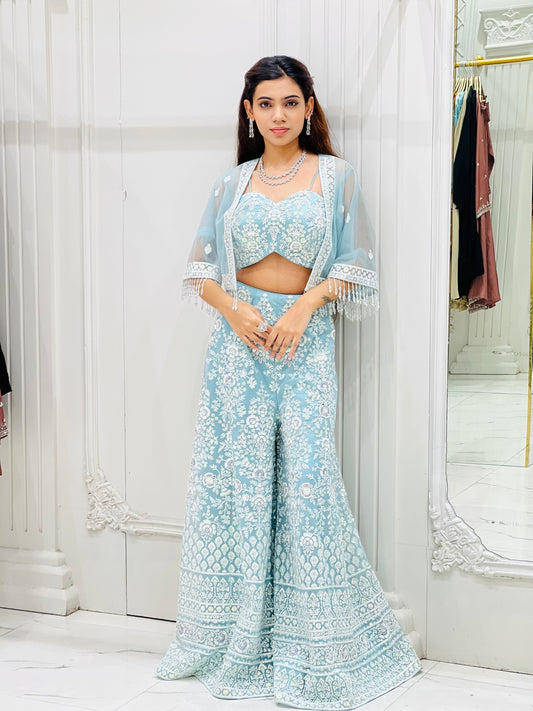 Modern Grace: Updated Style Sky Blue Sharara