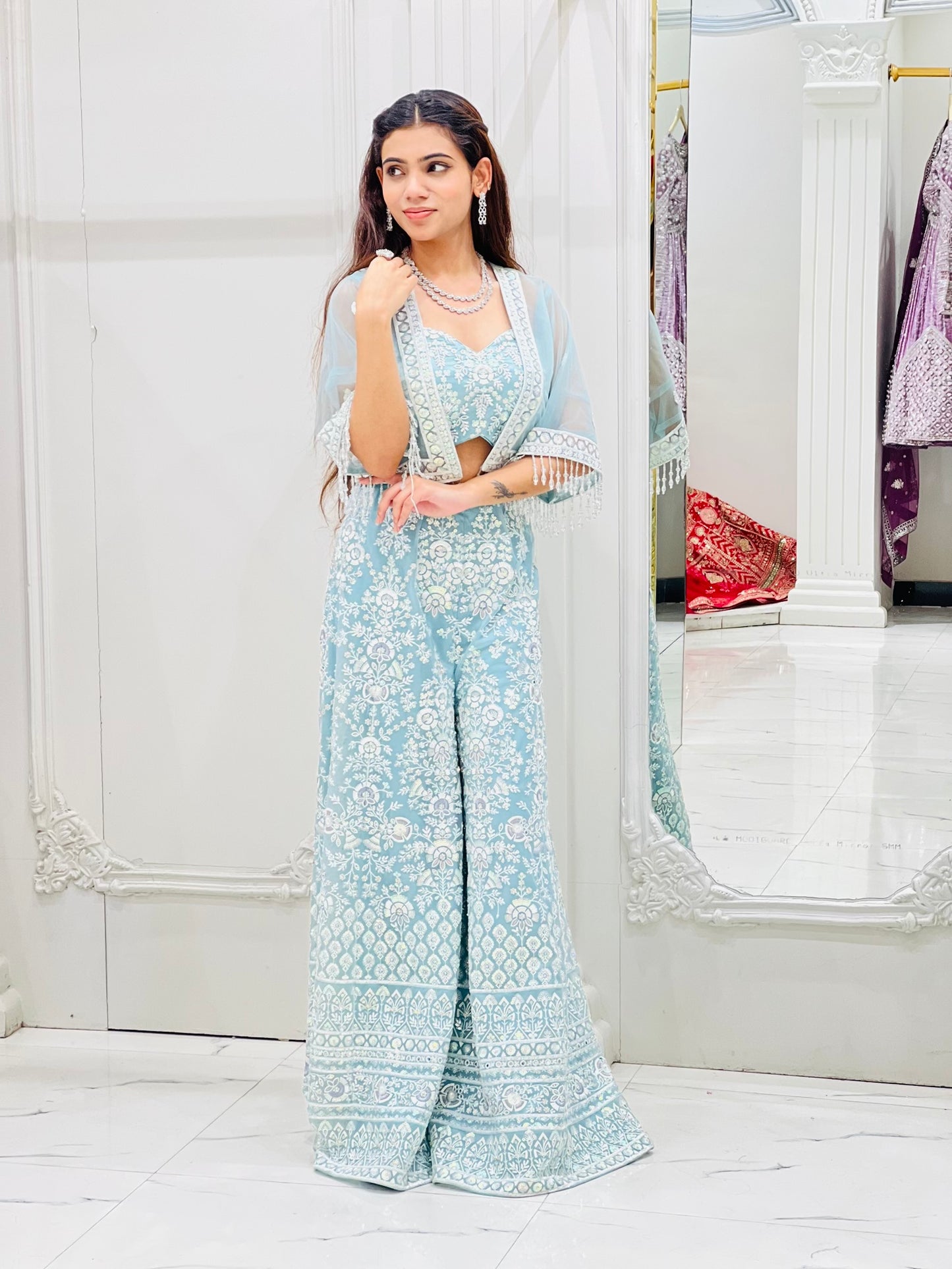Modern Grace: Updated Style Sky Blue Sharara