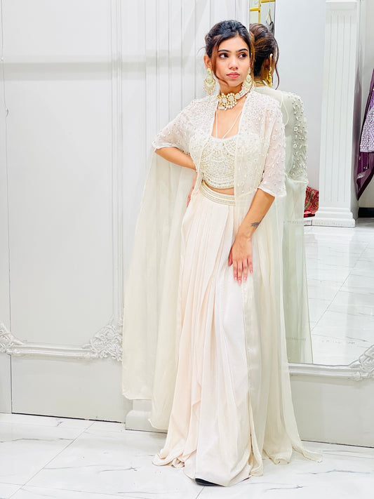 Ivory Charm: Contemporary Indo-Western Party Wear