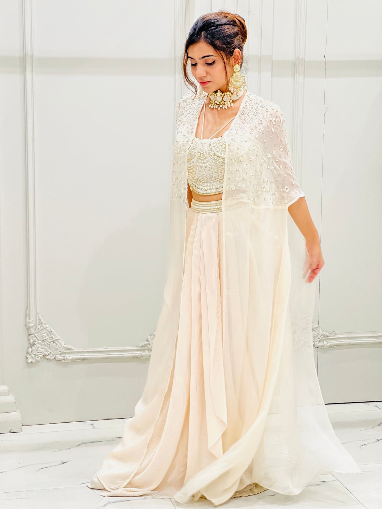 Ivory Charm: Contemporary Indo-Western Party Wear