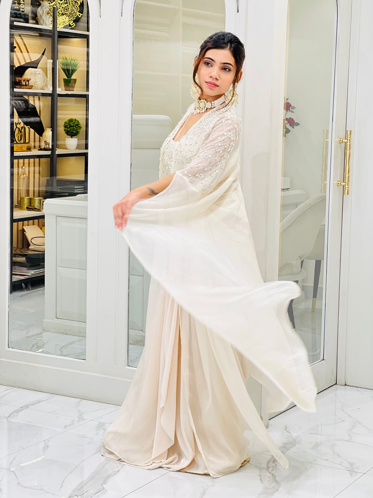 Ivory Charm: Contemporary Indo-Western Party Wear