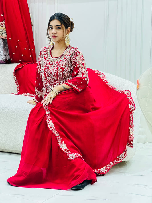 Regal Radiance: Red Bridal Gown
