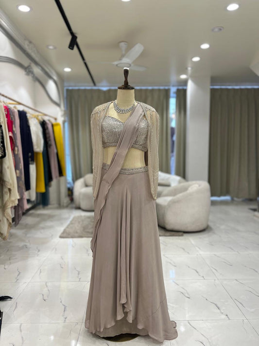 Champagne Sequined Lehenga Set