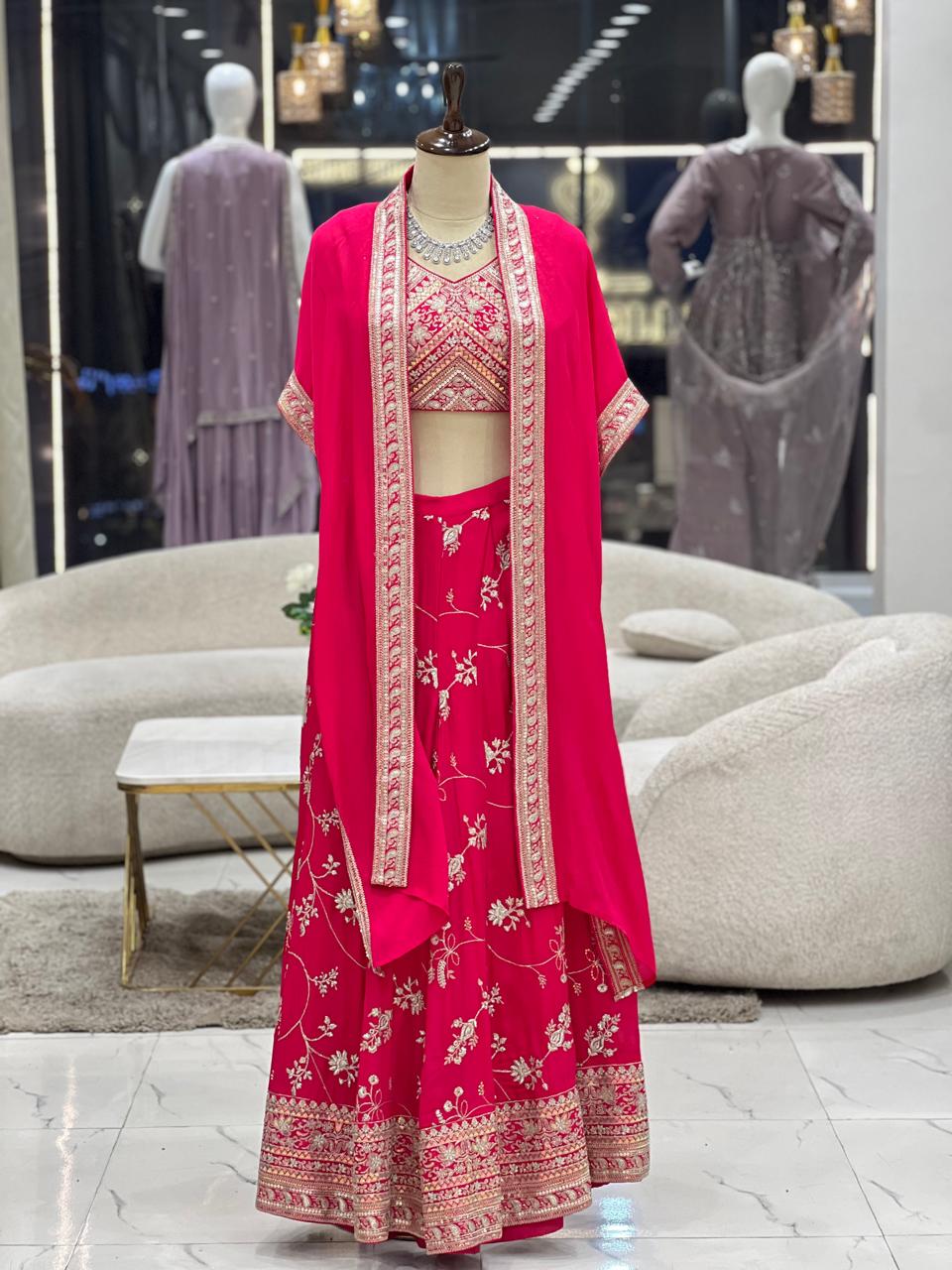 Pink Sequined Lehnga set