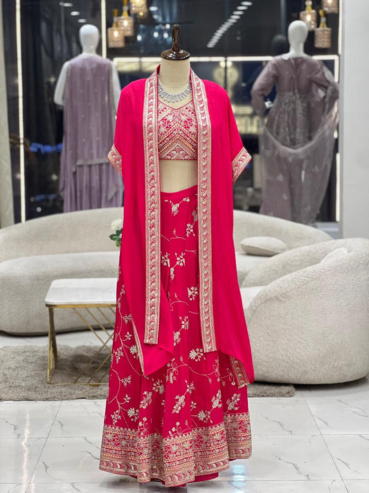 Pink Sequined Lehnga set