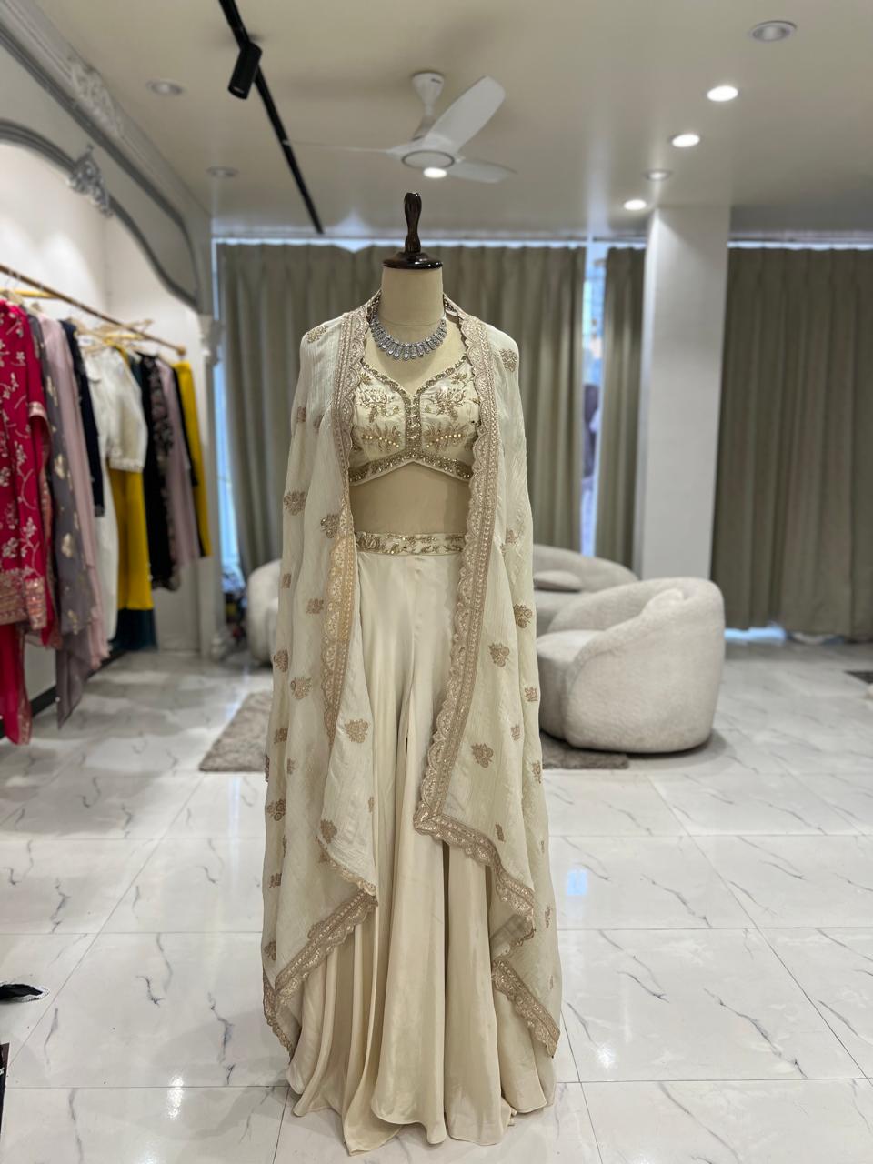 Ivory Embroidered Lehenga Set