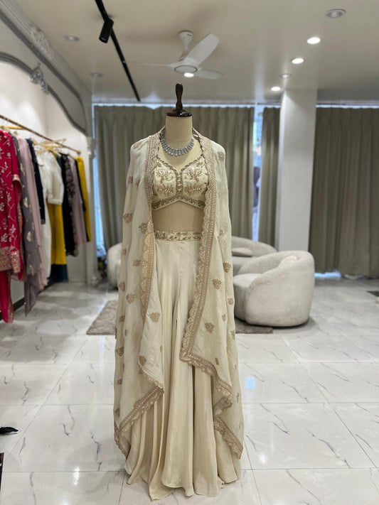 Ivory Embroidered Lehenga Set