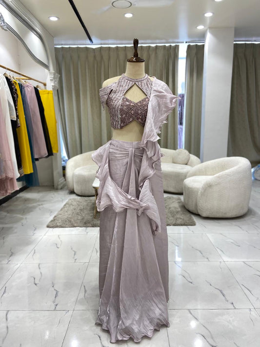 lavender Lehnga with beautiful Embroidered Top