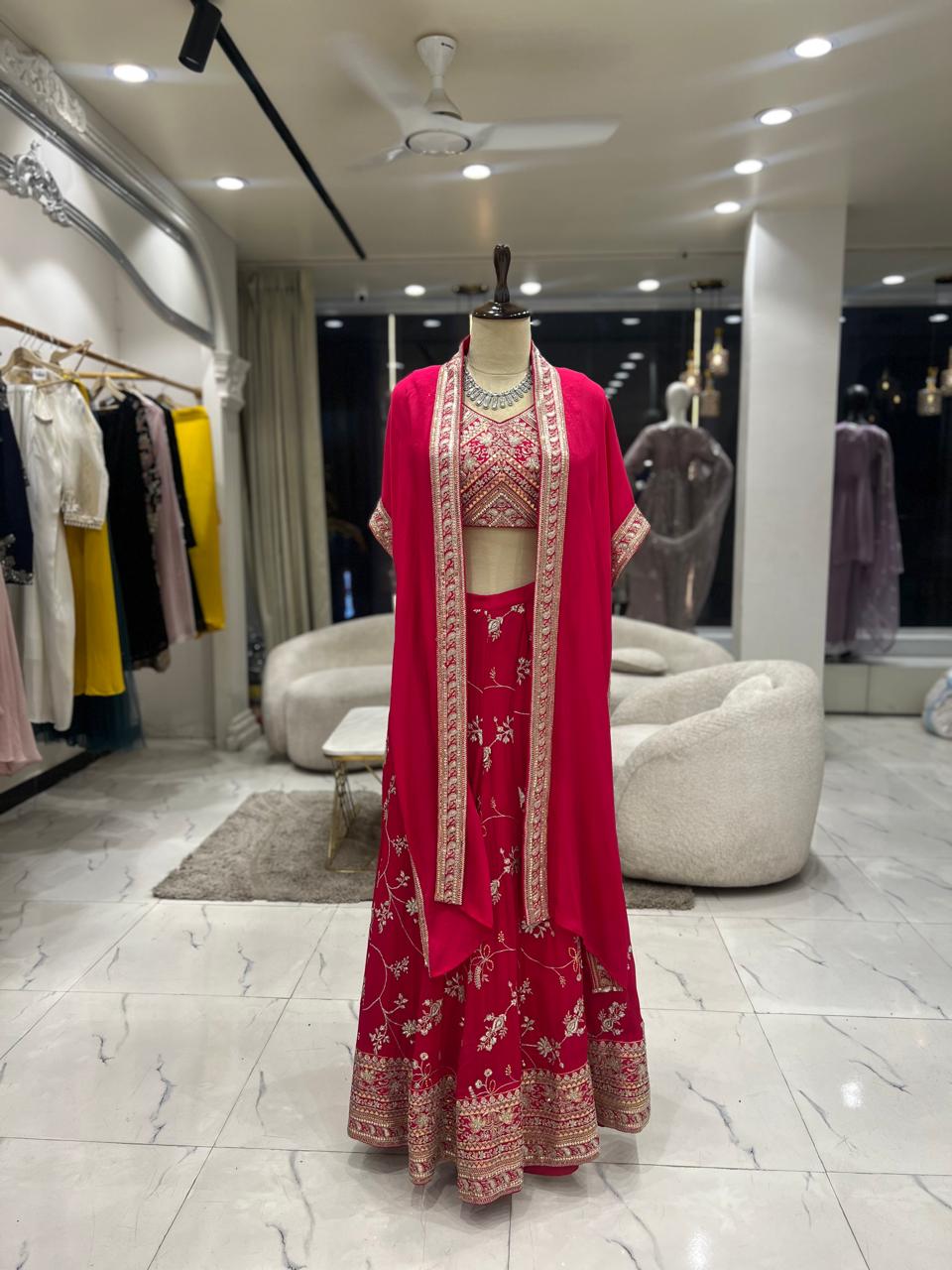 Pink Sequined Lehnga set