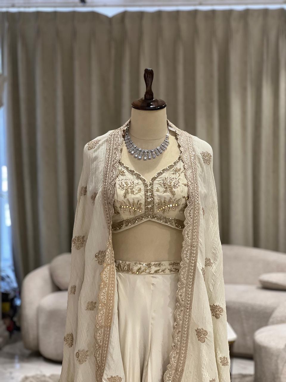 Ivory Embroidered Lehenga Set