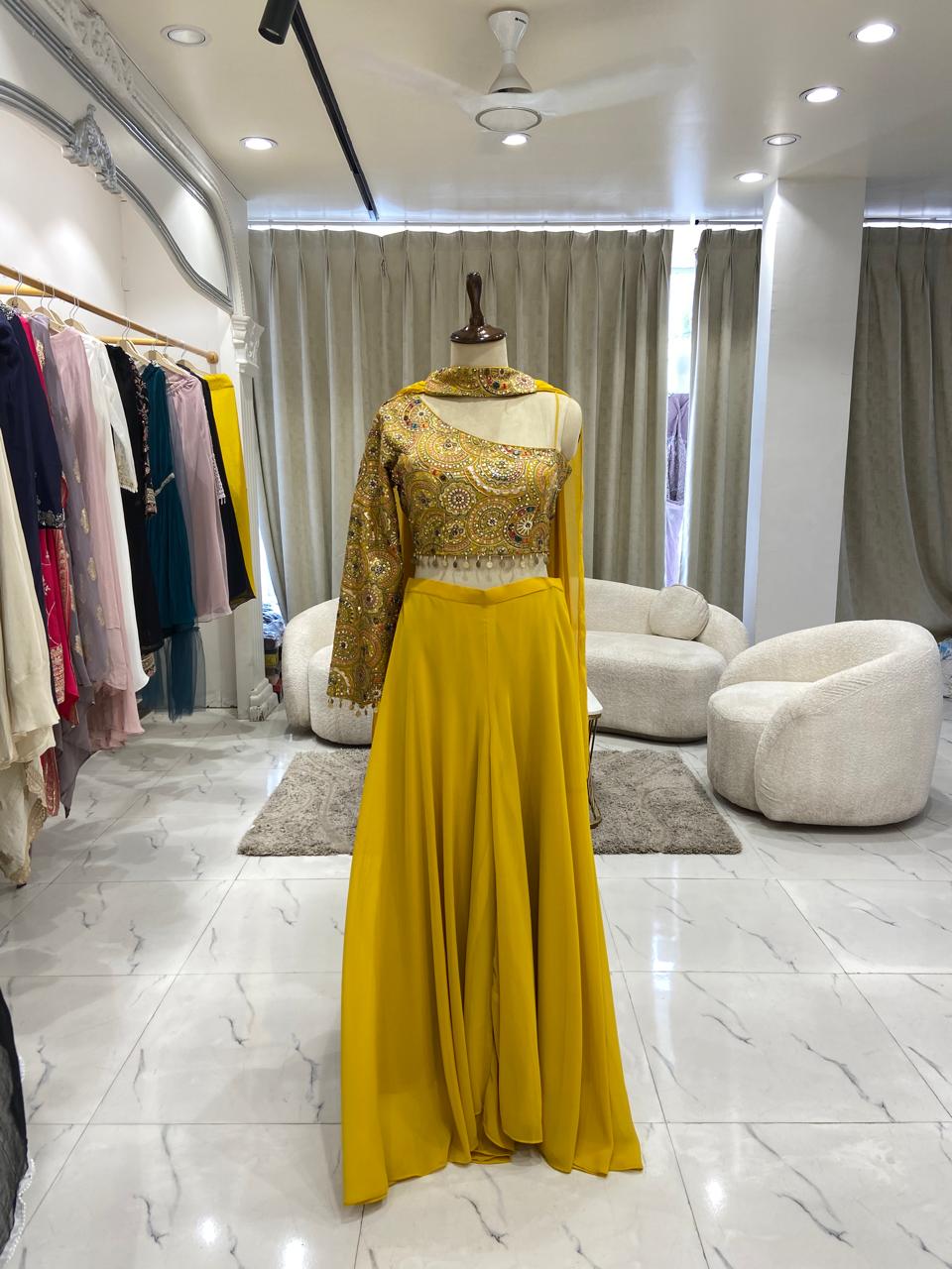 Yellow Jacket Skirt set
