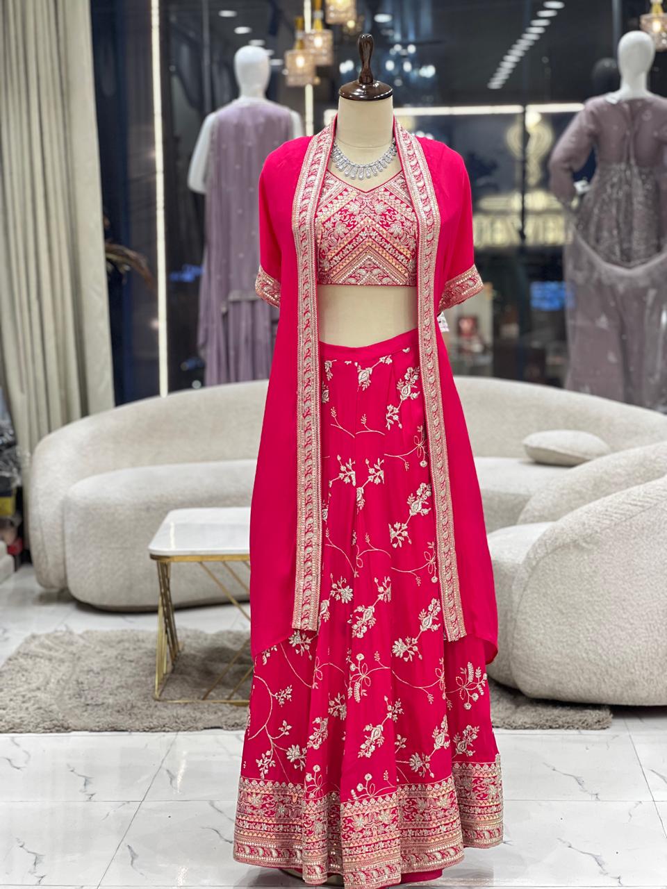 Pink Sequined Lehnga set