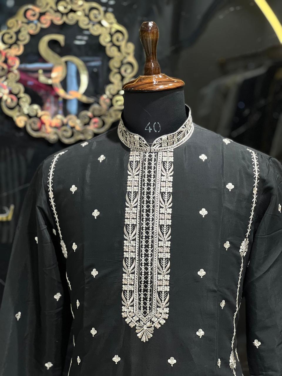 Black Embroidered Kurta – Perfect for Festive & Wedding Occasions